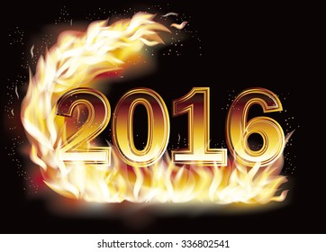 Fiery New 2016 Year  background, vector illustration
