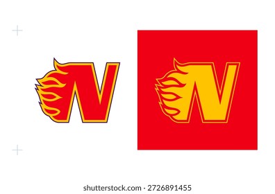 Fiery N-Logo Design Inspired by Competitive Passion. Isolated on white background.