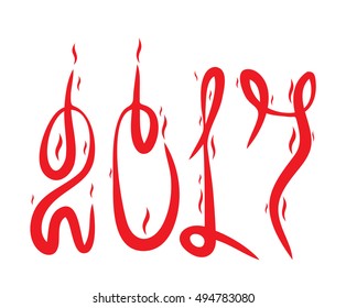 Fiery number 2017 New Year.