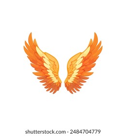 Fiery Orange Angel Wings. Vector illustration design.