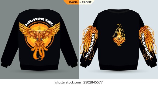 
Fiery Phinix-Vogel mit Shirt-Mock Up-Shock