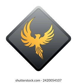 The fiery phoenix bird depicted on a black background.