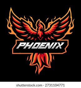 Fiery Phoenix Bird Gaming Diseño de Logo