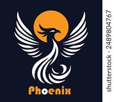 Fiery phoenix design reflecting mythical strength, beauty, and the essence of resurrection.