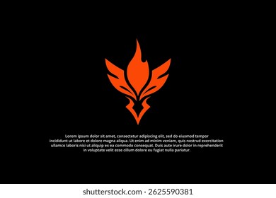 fiery phoenix logo with lightning bolt mask