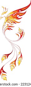 Fiery Phoenix side view vector illustration, ideal for tattoo 