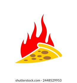 Fiery pizza sign icon. Hot fast food symbol. Fiery food. Street food concept with pepper.