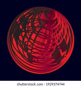 Planeta feroz. Signo de vector abstracto en forma de esfera. Fiery Globe