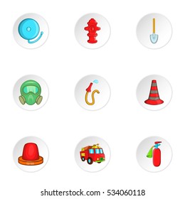 Fiery profession icons set. Cartoon illustration of 9 fiery profession vector icons for web