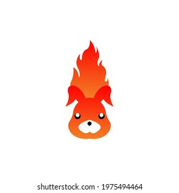 fiery rabbit head vector illustration signifies passion, great for logos and icons of loyalty, chasing love