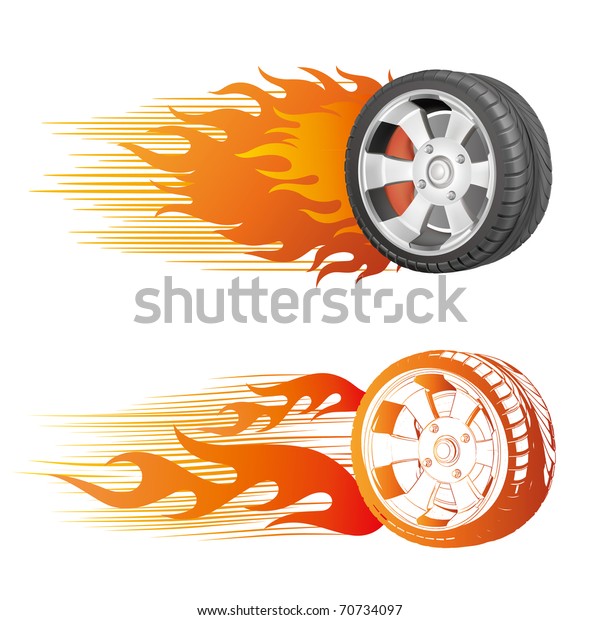 Fiery Racing Tire Stock Vector (Royalty Free) 70734097 | Shutterstock