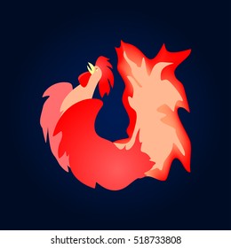 Fiery red cock. Background