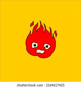 Fiery Red Fire Emoticon Vector Animation