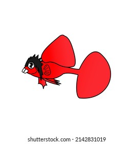 fiery red jamedian guppy fish cartoon vector