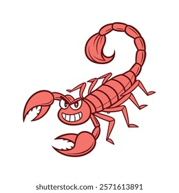 Fiery Red Scorpion Cartoon Character Ready to Explore