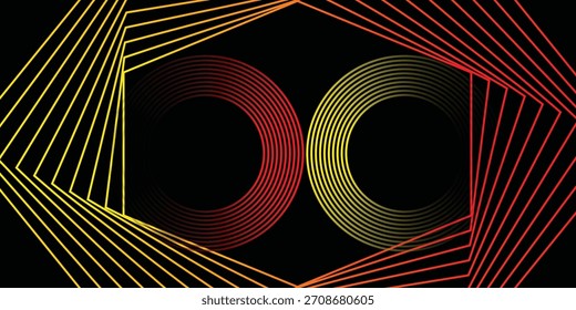 Fiery Red and Yellow Dual Abstract Cyber Background, Vector illustration.