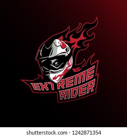 Fiery Rider Helmet logo, extreme sports biker helmet logo