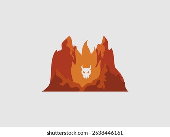 A fiery scene depicting jagged