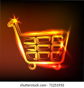 fiery shopping cart sign