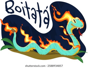 Boitatá - fiery snake from Brazilian folklore that protects nature