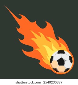 Uma bola de futebol ardente em movimento Um design gráfico dinâmico cheio de energia e atividade