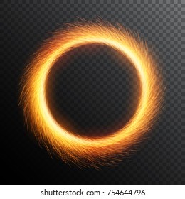 Fiery Sparks Circle. Sparkler Ring. Round Sparkle Frame.