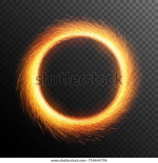 炎の火花が円を描く スパークラーの指輪 丸く輝く枠 のベクター画像素材 ロイヤリティフリー