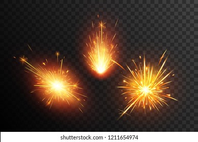 Fiery Sparks Collection. Christmas Sparkler. Fiery Sparks.  Firework Effect. Star Explosion.