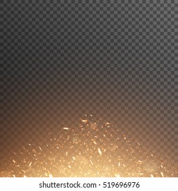 Fiery sparks. Glowing particles. Vector effect with transparency.