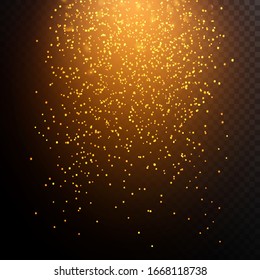 Fiery sparks on transparent background. Glowing particles. 