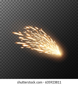 Fiery sparks on transparent background. Glow special effect. EPS 10.