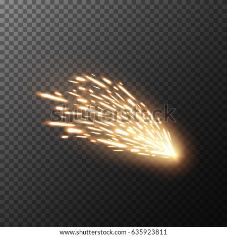 Fiery sparks on transparent background. Glow special effect. EPS 10.