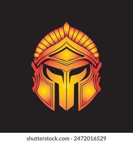 Fiery Spartan Helmet Emblem - A Striking Symbol of Strength