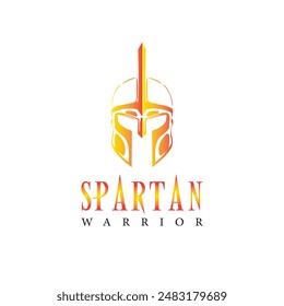 Fiery Spartan Warrior Helmet Emblem for Bold Branding