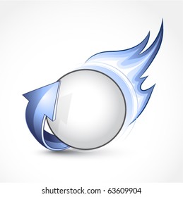 Fiery sphere with an arrow