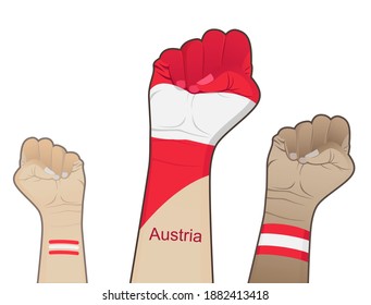 A fiery spirit of struggle, defending the good name of the nation by drawing the Austrian national flag on the palm of your hand