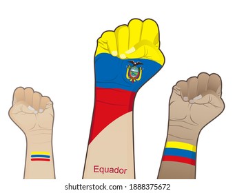 A fiery spirit of struggle, defending the good name of the nation by drawing the state flag of Equador on your hand