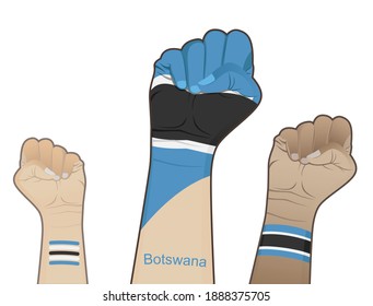 A fiery spirit of struggle, defending the good name of the nation by drawing the state flag of Botswana on your hand