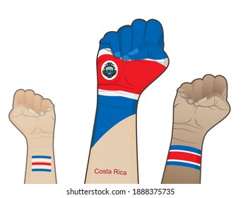 A fiery spirit of struggle, defending the good name of the nation by drawing the state flag of Costa Rica on your hand