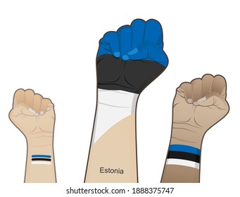 A fiery spirit of struggle, defending the good name of the nation by drawing the state flag of Estonia on your hand