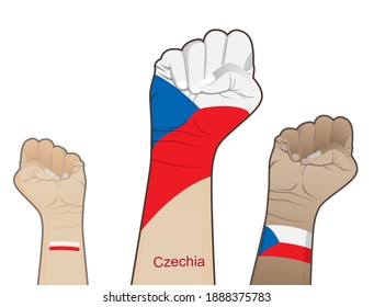 A fiery spirit of struggle, defending the good name of the nation by drawing the state flag of Czechia on your hand