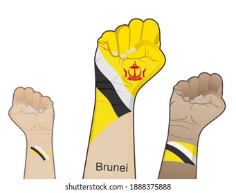 A fiery spirit of struggle, defending the good name of the nation by drawing the state flag of Brunei on your hand