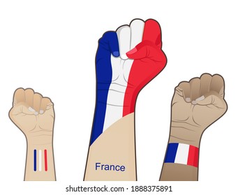 A fiery spirit of struggle, defending the good name of the nation by drawing the state flag of France on your hand