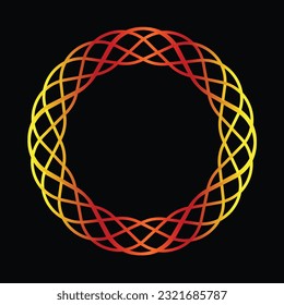 The fiery Spirograph circle frame logo icon ignites the imagination with its blazing design. Interwoven curves  in shades of red, orange, and yellow, evoking the dynamic energy and passion .
