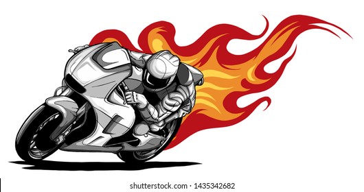 Fiery Sports Motorbike Racer Variation vector illustration