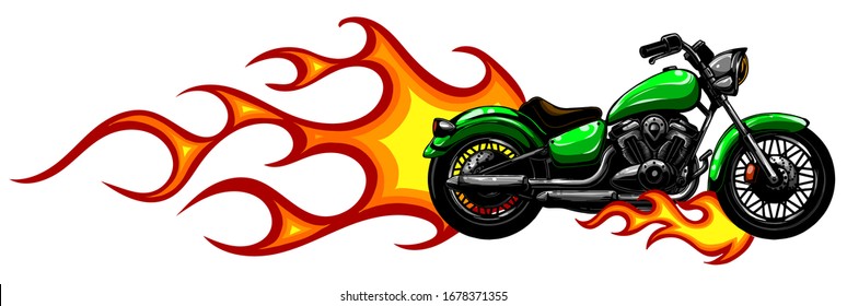 Fiery Sports Motorbike Racer Variation vector illustration