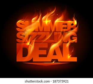 Fiery summer sizzling deal design template. Eps10 Vector.