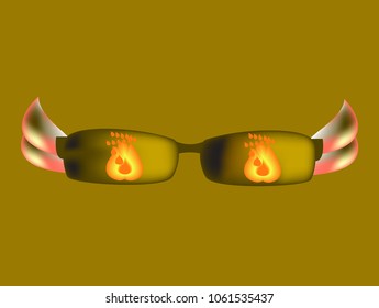 Fiery sunglasses, vector illustration