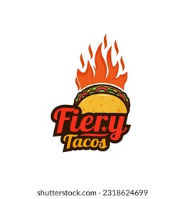 Fiery tacos logo design template illustration