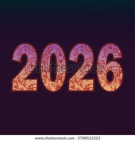 Fiery textured 2026 numbers glowing on dark background. Burning flame-style 2026 digits with warm dramatic lighting